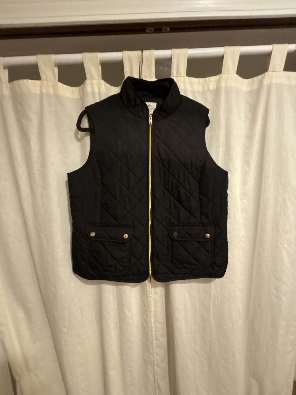St. John's Bay Black Diamond Quilted Vest with Gold Zippers and Snaps